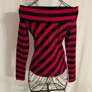 Hot Pint and Black Off Shoulder Top